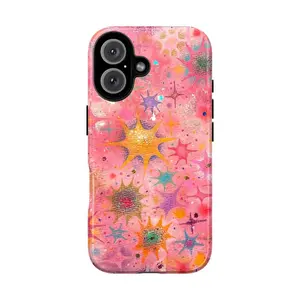 Colorful Cosmic Starburst Phone Case| Vibrant Pink, Yellow & Blue Galaxy-Inspired Design| Compatible with iPhone 16, 15, 14, 13, 12, 11, X, SE & Samsung Galaxy S21 to S24| Stylish Protective Cover Gift for Women & Girls