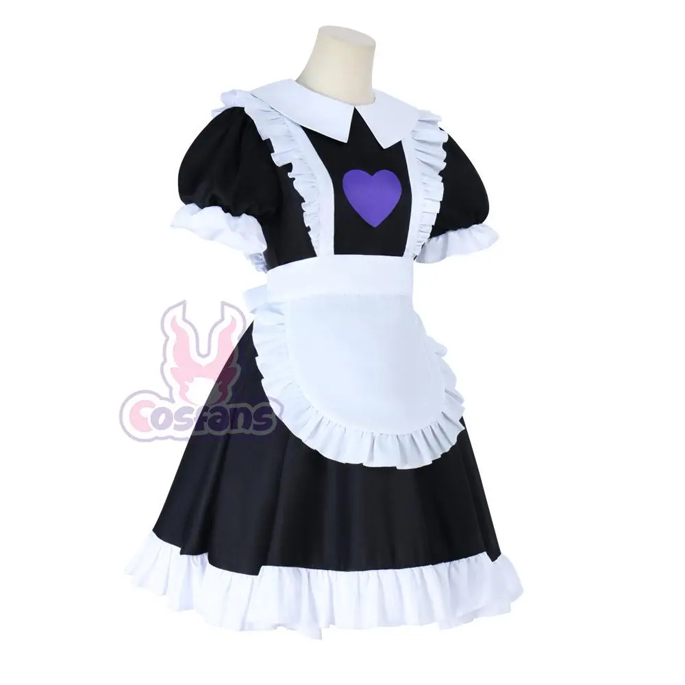 Girls' The Amazing Digital Circus Jax Maid Dress Cosplay Clothes, Anime Role-Play Uniform with Accessories for Halloween Parties