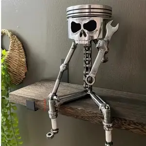 Skull Design Wrench Tool Shaped Resin Ornament, Creative Skull Face Statue, Abstract Figure Sculpture, Home Decor for Living Room Bedroom Office, Perfect Gift for Engineer & Car Lovers