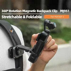 360° Rotatable Foldable Magnetic Backpack Clip, Dji Osmo Pocket 3 Pov Vlog Bracket, Handheld Tabletop Camera Holder, Multi-Scene Support