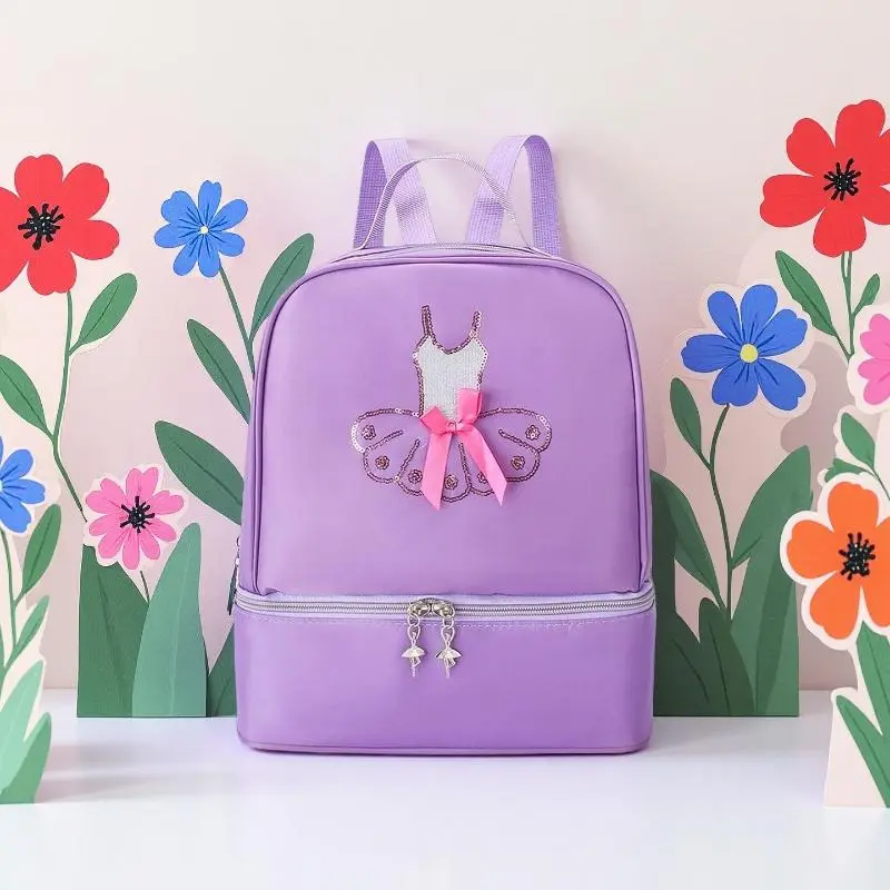 11.10  L-A15   Ballet Dance Backpack for Little Girls: Multipurpose Storage Bag for Ballet, Gymnastics, Jazz, and More - 27x30x15.5cmHigh-Quality Nylon Material Crafted with premium nylon, this kids’ bag is lightweight, soft to the touch