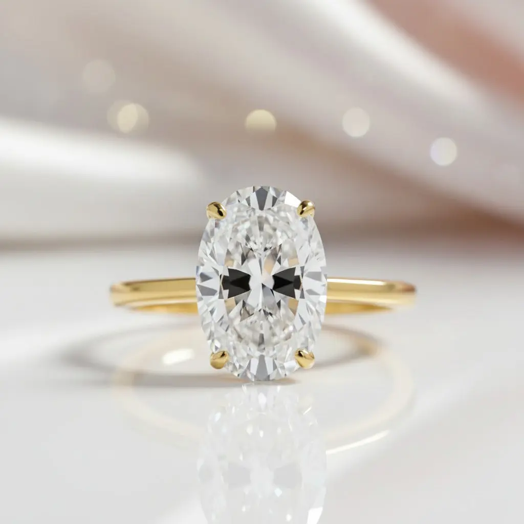 3.50 Carat Oval Cut Solitaire Yellow Gold Engagement Ring