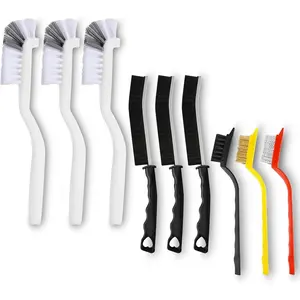 9 Pack Crevice Cleaning Brush Set, Hard Bristle Detail Brush Set for Deep Cleaning Kitchen, Bathroom, Grout, Sink, Bottle, Blender, Corners, Tight Spaces