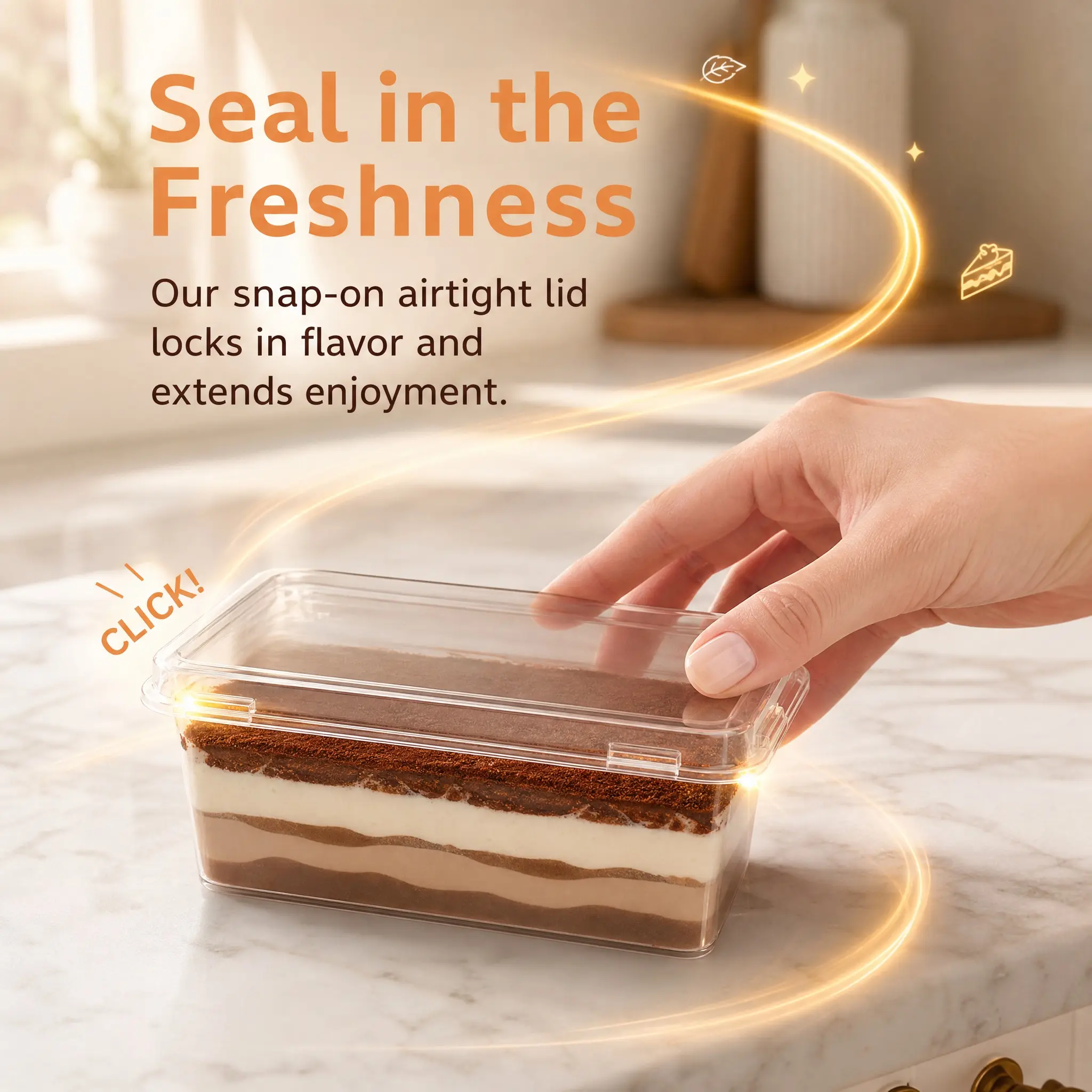 50Pcs  Clear Plastic Tiramisu & Mousse Cake Boxes, Disposable Dessert Packaging Containers for Bakery Takeaway & Home Baking Bakeware