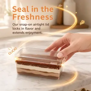 50Pcs  Clear Plastic Tiramisu & Mousse Cake Boxes, Disposable Dessert Packaging Containers for Bakery Takeaway & Home Baking Bakeware