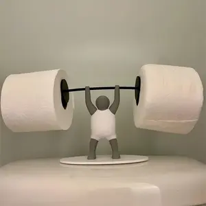 Weightlifting Man Bathroom Paper Towel Holder, Unique Design, Durable Material, Easy Installation, Perfect for Bathrooms & Kitchens, Bathroom Counter Organizer
