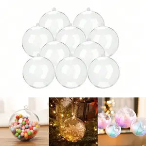 Transparent Fillable Decorative Balls, DIY Plastic Acrylic Filling Balls for Valentine's Day Christmas Wedding Party Decoration Set of 10