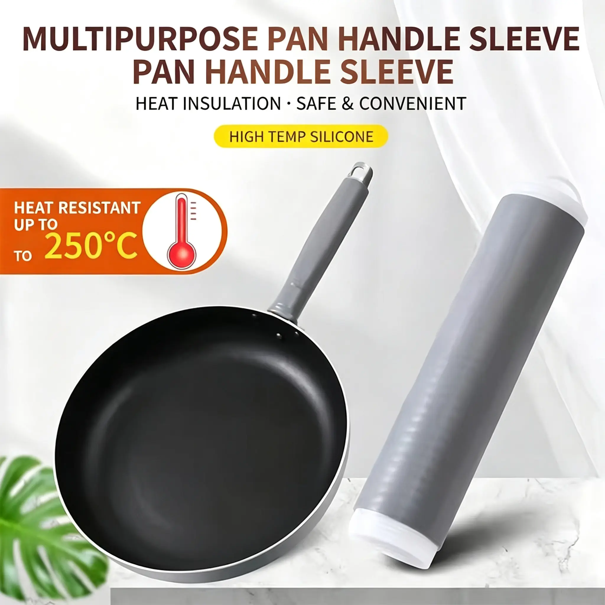 Heat Resistant Silicone Pan Handle Sleeve, Non-Slip Anti-Scald Pot Grip Cover for Frying Pan, Wok, Spatula Handle, Kitchen Heat Insulation Protector