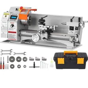 VEVOR Compact Metal Lathe, 7'' x 16'', 800W, Precision Desktop Metalworking Lathe, Variable Speed 150-2500 RPM, Includes 3.9'' 3-jaw Chuck & Tool Box for Detailed Part Crafting
