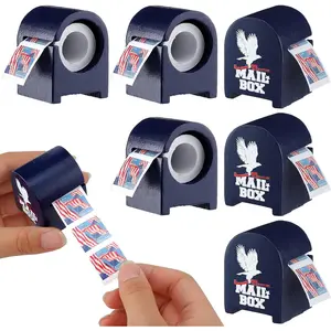 6 count Wooden  Roll Dispenser  Postage  Dispenser for Roll of 100 Holder Organizer for Mailing Desk Table Home and Office Supplies