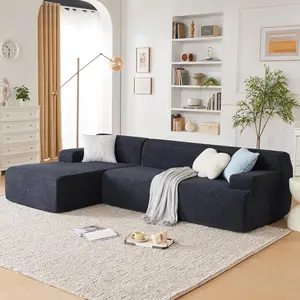 107" Modular Sectional Sofa, Sponge Sectional Sofa Couch for Living Room, High Density Sponges Cloud Couch,Modular L-Shape Sofa with Chaise