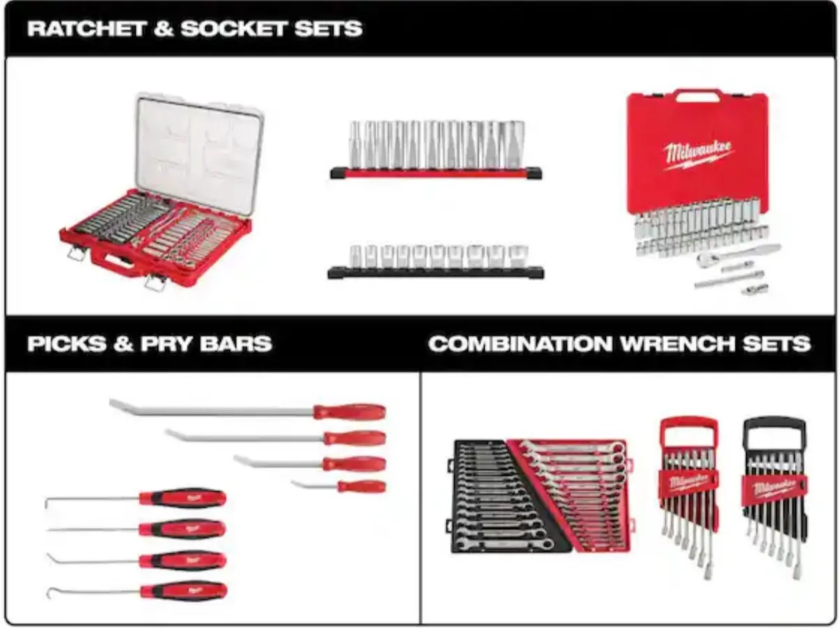 Milwaukee 3/8 in. Drive SAE/Metric Ratchet and Socket Mechanics Tool Set (56-Piece)