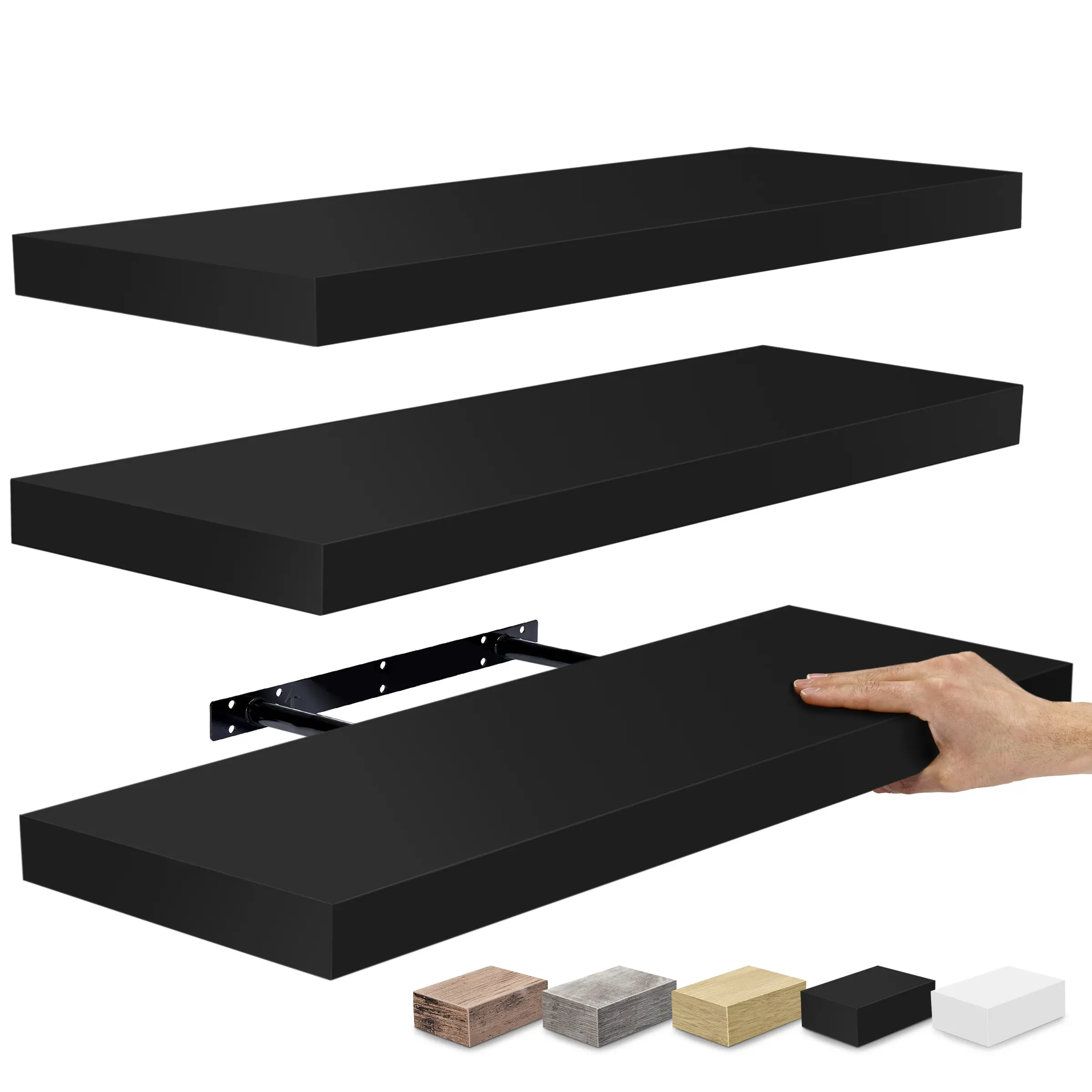 Sorbus 24 inch Floating Shelves Wall Mounted with Invisible Brackets, Decorative Set of 3 Rectangle Decor Matte