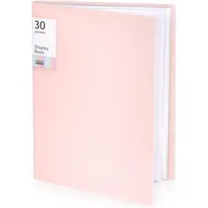 Binder with Plastic Sleeves, Portfolio Folder with Clear Sheet Protectors, 60 Pages Display Book, Presentation Book for Artwork Document Organizer, 1 Pack (Pink)