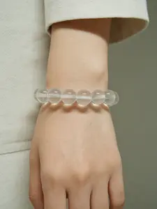 1pc Transparent Crystal Bead Single Circle Bracelet, Simple Luxurious Style, Brand Packaging, Unisex Daily Commute Accessory