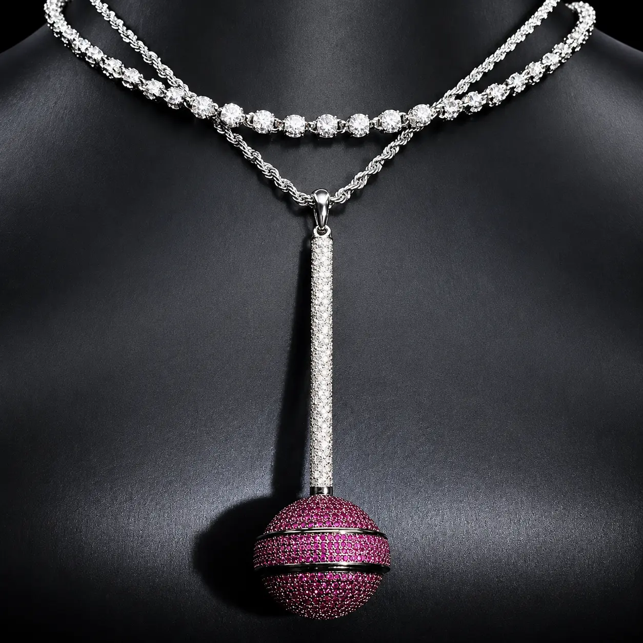 18K Gold Plated Lollipop Pendant Necklace for Women, 5A CZ Iced Out Candy Charm Necklace, Y2K Hip Hop Fashion Jewelry Gift