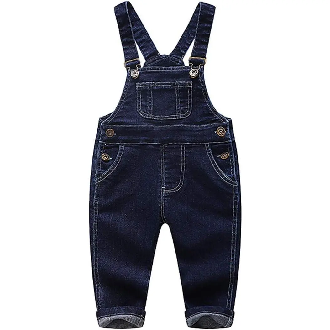 Kidscool Space Baby Toddler Boys Soft Denim Overalls Washed Jean Dungarees Adjustable Strap Bib Pocket Casual Outfits for Kids 6M-5T