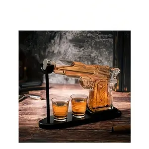 1set, Men's Whiskey Wake Up Set, 8.5oz Whiskey Wake Up Set, Comes With Two 1.7oz Glass Glasses And Wooden Stand, Unique Birthday Gift For Father, Valentine's Day Gift For Husband, Boyfriend