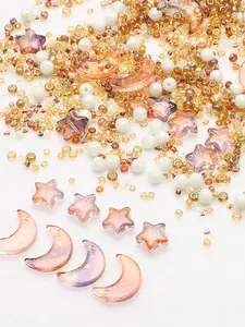 Star Moon Color Crystal Glass Beads Kit, Includes 4mm Flat Crystal Beads, 10mm Star Beads, 16mm Moon Beads, DIY Jewelry Making Supplies, Bead Assortment, Diy Beading Accessories