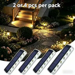 High-End Solar Outdoor Step Light with 5 years lifespan, Auto On/off, Large Capacity Rechargeable Battery, Works over 16 Hours, Warm Light, anti-pressure 5 tons, Ideal for Stairs, Gardens, Pathway, Yard, Outdoor Step Lamps
