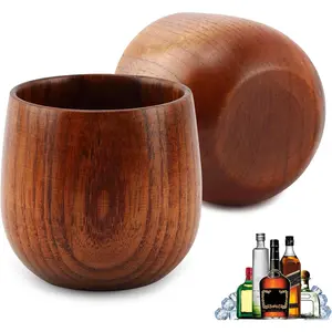 Charred Wooden Whiskey Glass Set, 2 Pack 6oz Bourbon Tumblers, Father's Day Gift for Home Bar and Kitchen