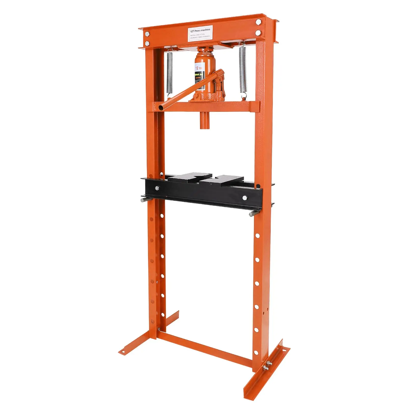 12 Ton Hydraulic Shop Press – Heavy Duty H-Frame Bench Tool with Adjustable Height for Bending, Straightening & Bearing Removal