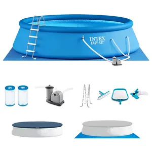 Intex 48in x 18ft Inflatable Above Ground Pool with Ladder, Pump & Cover