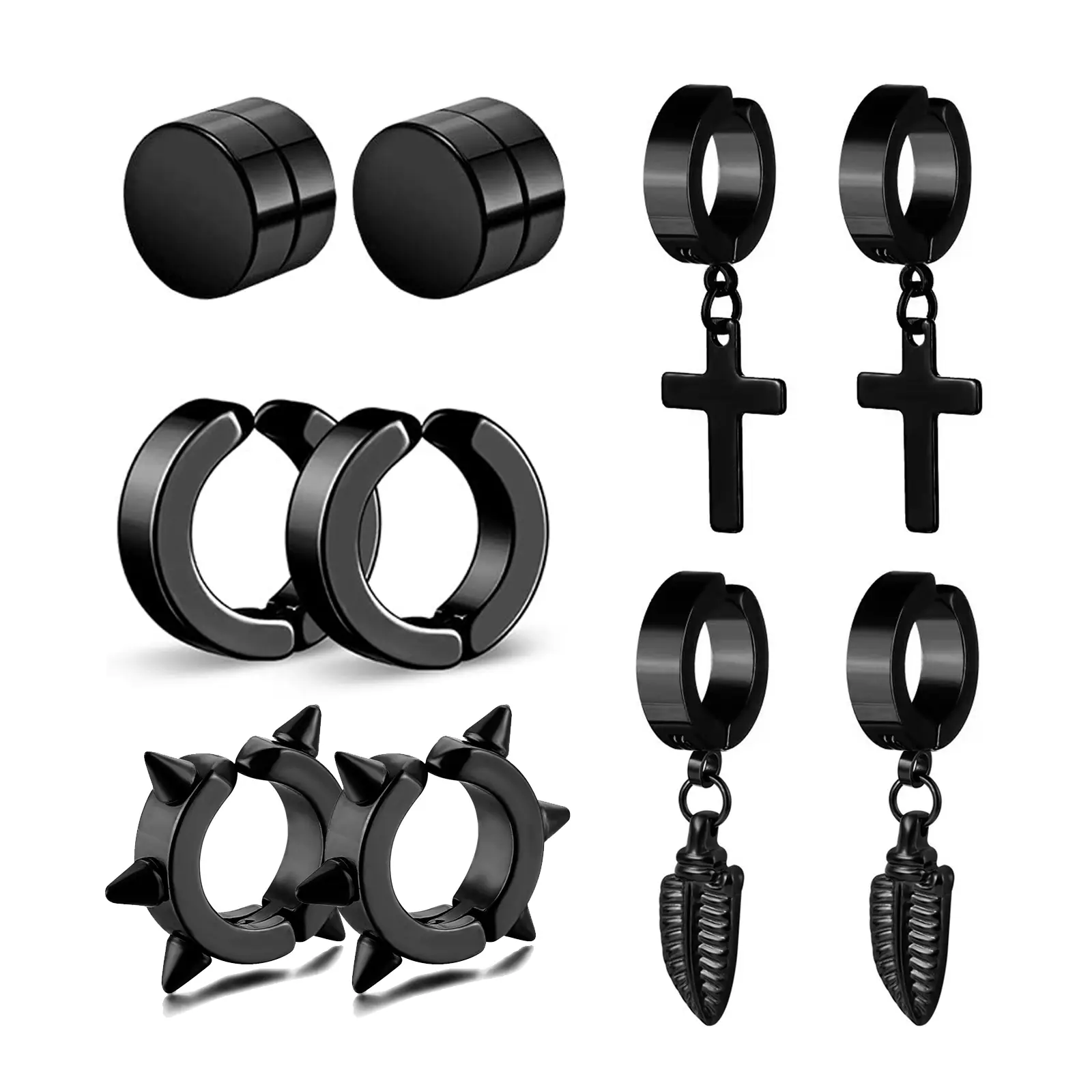 OIDEA 12 Pairs Stainless Steel Non-Pierced Stud Earrings - Clips, Magnetic Disc-Shaped, Mini, Retainer, Toolless for Men Daily Wear, Clips Earrings, Magnetic Disc-Shaped Earrings