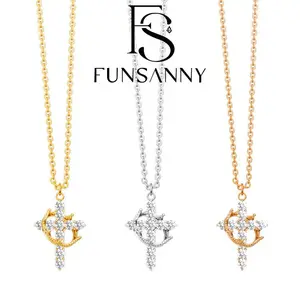 FUNSANNY Gold Simple Crown Cross Necklace Pendant Collar Möbius loop Necklace for Women/Men Daily Party and Christmas Gifts for Valentine's Day