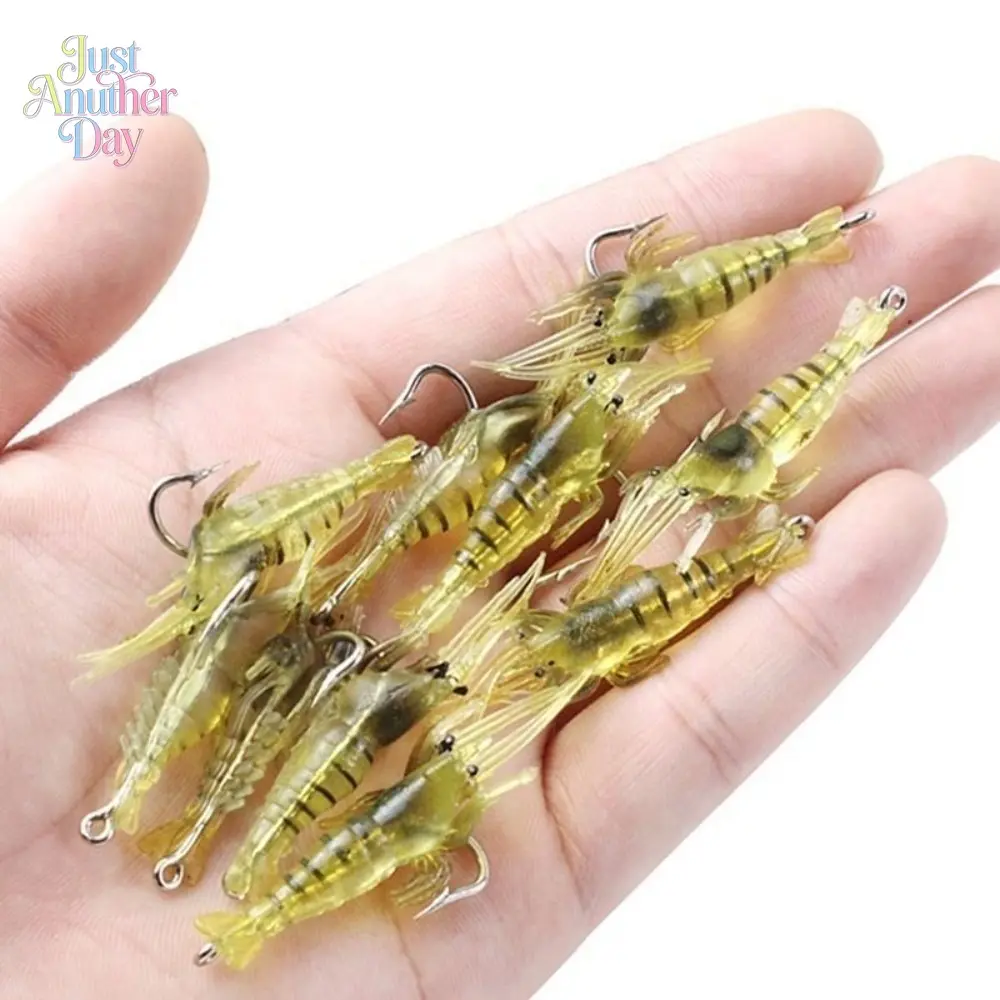 4cm Luminous Shrimp Soft Lures with Hooks, 30-Pack Realistic Night Glow Baits for Freshwater and Saltwater Fishing