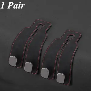 1 pair of car seat back hooks, made of suede material, with a hidden design, creative storage plastic double hooks for the rear seats - Car Accessories