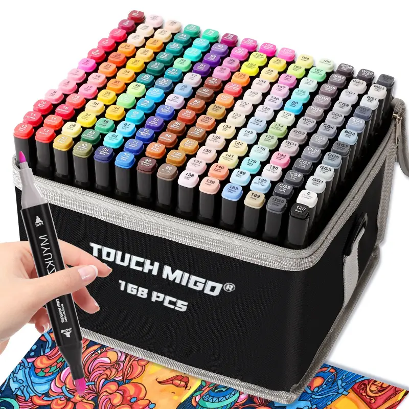 Alcohol Markers Set, 12/24/36/48/60 Colors Dual Tip Art Markers for Coloring, Drawing, Illustrations, Alcohol Based with Carrying Case for Adult Students, Art Supplies, Art School Supplies