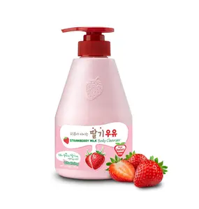Kwailnara Strawberry Milk Body Wash – Korean Body Cleanser with Strawberry Extract for Hydrated, Smooth Skin, 560 g / 19.75 oz.