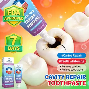 ZKRICARO anti-cavity toothpaste, FDA certified, repairs cavities, strengthens tooth enamel, removes plaque, freshens breath, and promotes oral health.