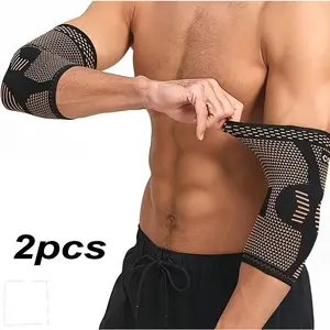 2pcs Copper Elbow Brace for Men & Women - Arm Compression Support Elbow Sleeves Forearm Brace for Tennis, Golfer, Warmth, Weightlifting, Fitness, Workout