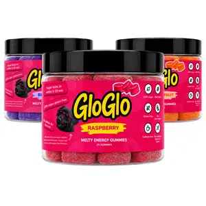 GloGlo Pure Dextrose Energy Chews | Glucose Gummies for Running, Cycling, Endurance & Diabetics | Raspberry / Blueberry / Passion fruit Flavor | Vegan | Gluten and Caffeine Free | 25-Gummy Jar