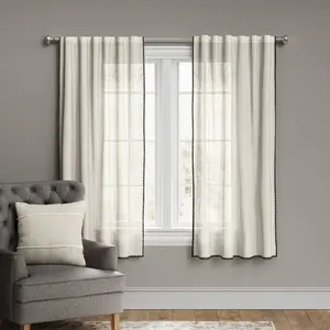 1pc Light Filtering Stitched Edge Window Curtain Panel - Threshold