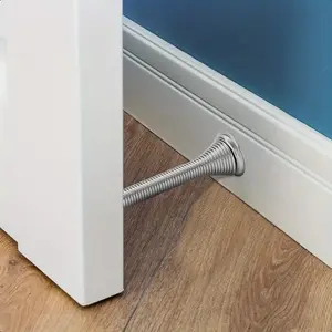 Flexible Spring Door Stopper, 6 Counts Door Stopper with Rubber Bumper, Low Mounted Wall Door Stop for Home, Door Hardware