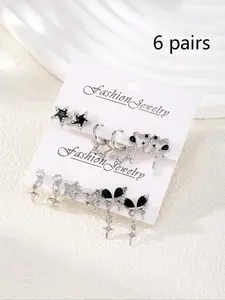 Star & Heart Design Earrings Set, Fashion Butterfly Design Jewelry for Party, Daily Clothing Decor, Trendy All-match & Exquisite Jewelry for Birthday Gift, Ear Studs, Earring Stacking Set, Trendy Fashionable Accessories