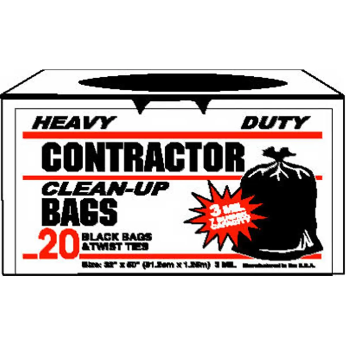 Primrose Plastics 212 MAIN Durable Contractor Trash Bags, 3 Mil Thick, 20-Count Refuse Bags (Model 11520-EAST), Durable Trash Bags