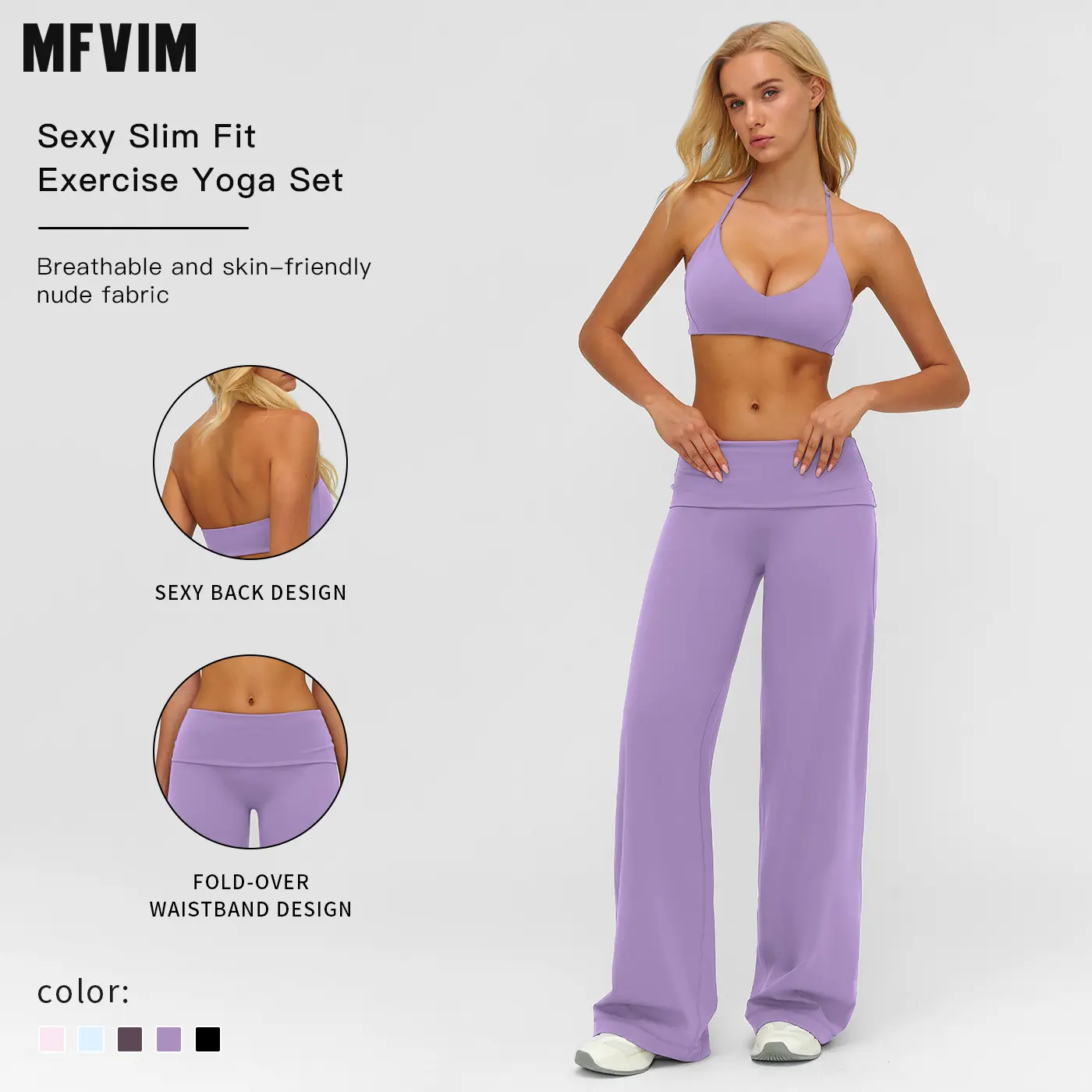 MFVIM Women's 2-Piece Athleisure Set - Thin-Strap Halter Bra, High-Waisted Flared Leggings, Sporty Chic Activewear Vibes, Ideal for Yoga, Gym Workouts, Fitness Clothes, High Waist Activewear, Two Piece Set