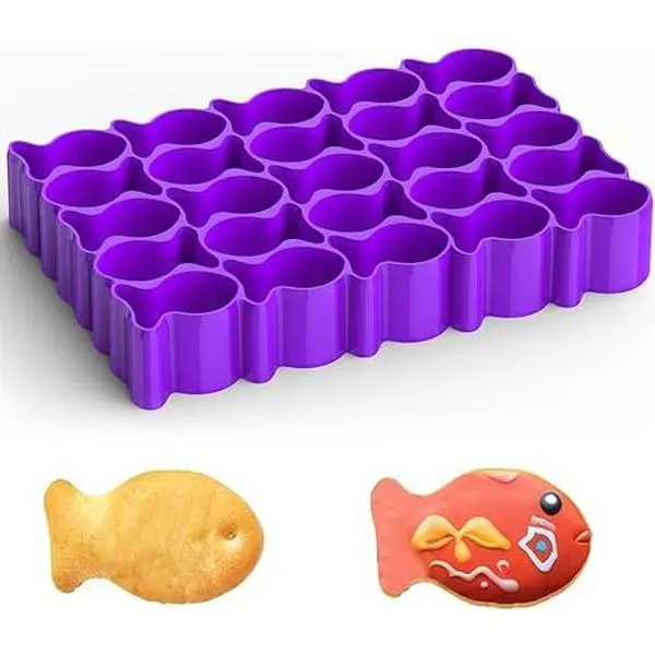 AIERSA Gold Fish Cracker Cutter,25 Cavity Fish Cookie Cutter,Mini Gold Fish Shapes Molds for Cookie,Non-stick Dough, Fish Cookie Cutters Mold for Baking
