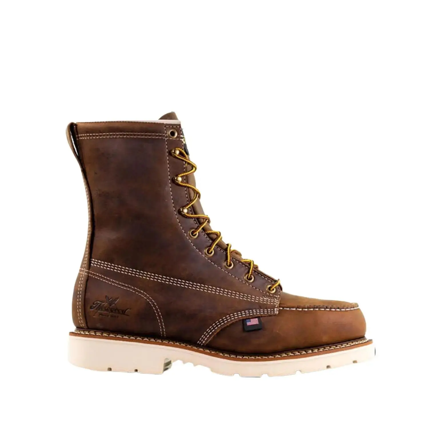 Thorogood Men's American Heritage 8-Inch Crazyhorse Leather Work Boots, Steel Toe, Slip-Resistant, Made in USA, Work Safety Shoes, Durable Steel Toe