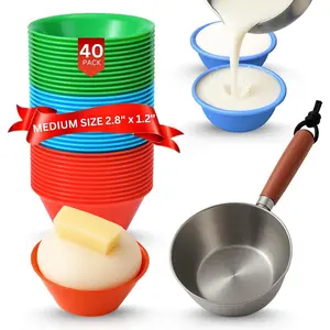 MEDIUM Size (2.8" x 1.2") 40 count Puto Molder Filipino with Pouring Measuring Cup - Kutsinta Molder for Baking - Puto Mold Cups for Steamer - Filipino Plastic Molds for Desserts