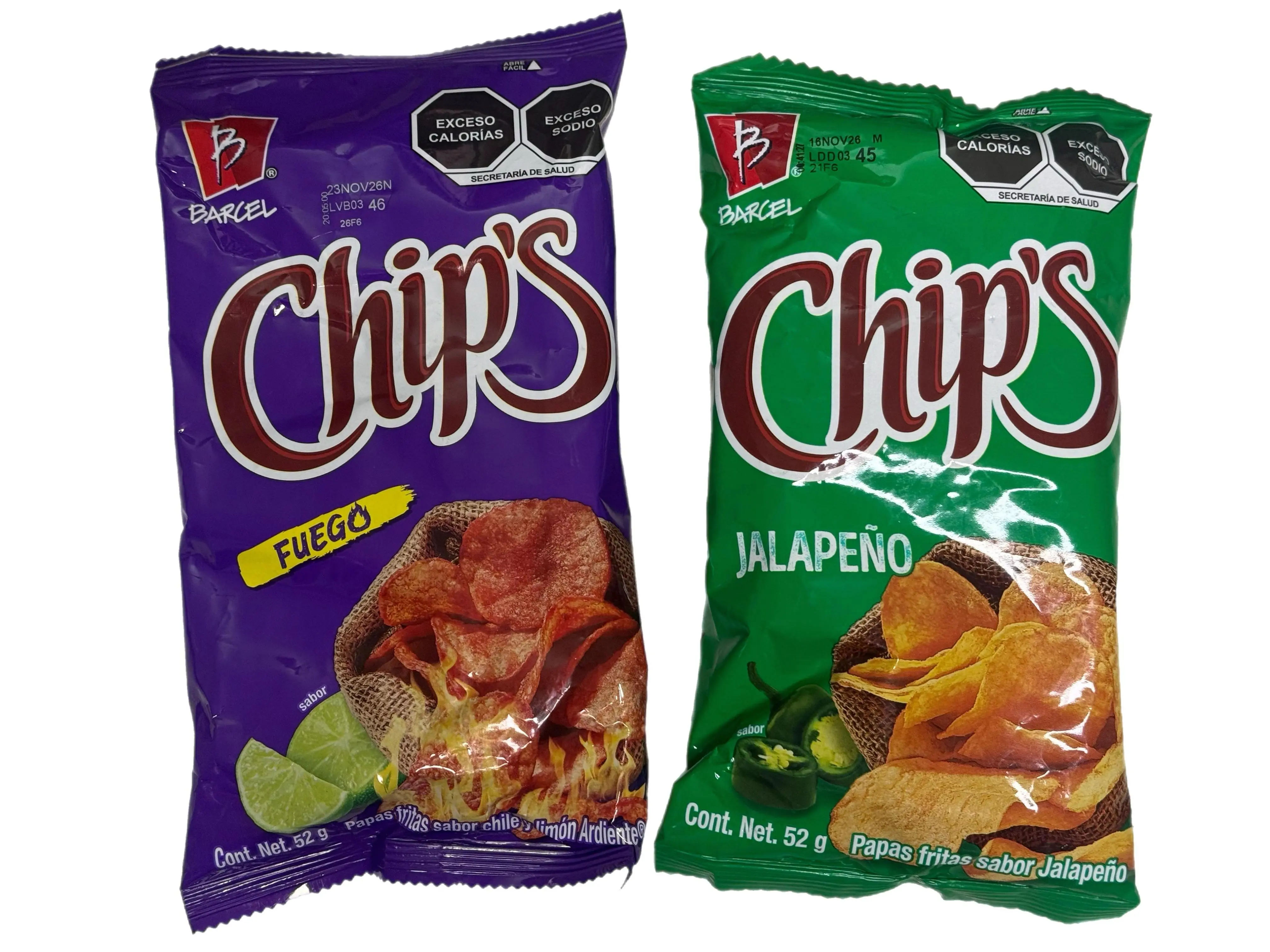 Barcel Chip's Fuego o Jalapeño – Mexican Potato Chips – Pick Your Flavor – 52 g (1.83 oz) – 1 Bag