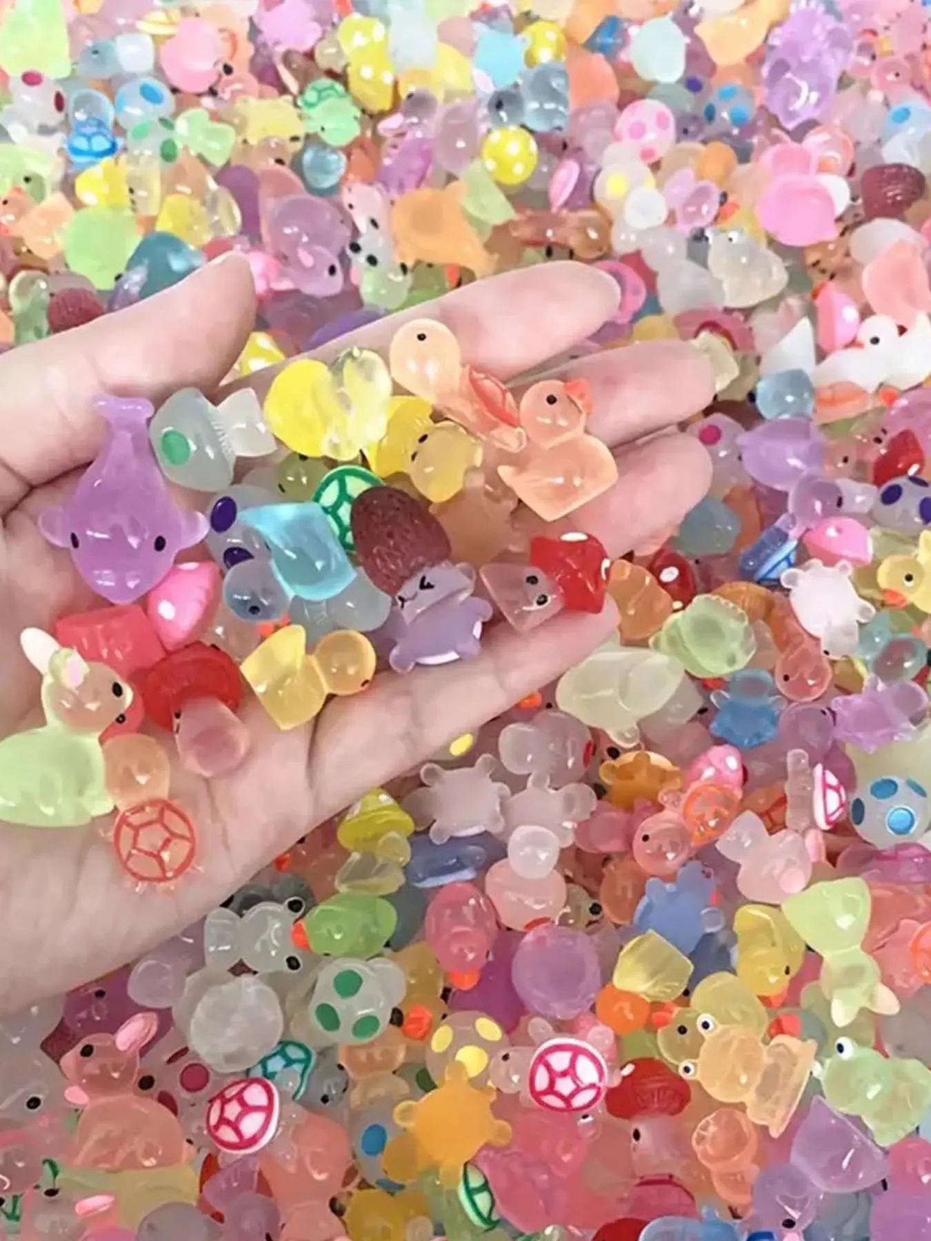 50pcs Cute Mini Animal Ornaments, Interesting Luminous Animals, Colorful Small Decorations, Resin Animals Variety Pack, Suitable For Aquariums, Landscape Decorations, Easter Gifts