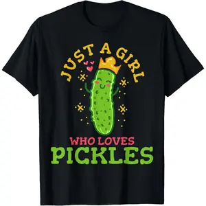100% Cotton Pickle Just A Girl Who Loves Pickles Vegan T-Shirt