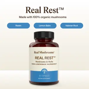 Real Mushrooms RealRest Capsules | Reishi, Valerian Root & Lemon Balm | Calming Blend for Relaxation & Evening Wind-Down | Melatonin-Free