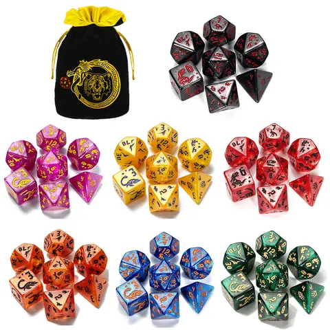 35/42/49pcs Creative Pattern Polyhedral Dice Set with Bag (D4,D6,D8,D10,D12,D20) - Halloween, MTG, 6x7 Halloween Pumpkin Dice Set (42pcs), 14+ Years Tabletop Game Accessory, Perfect Gift for DMs