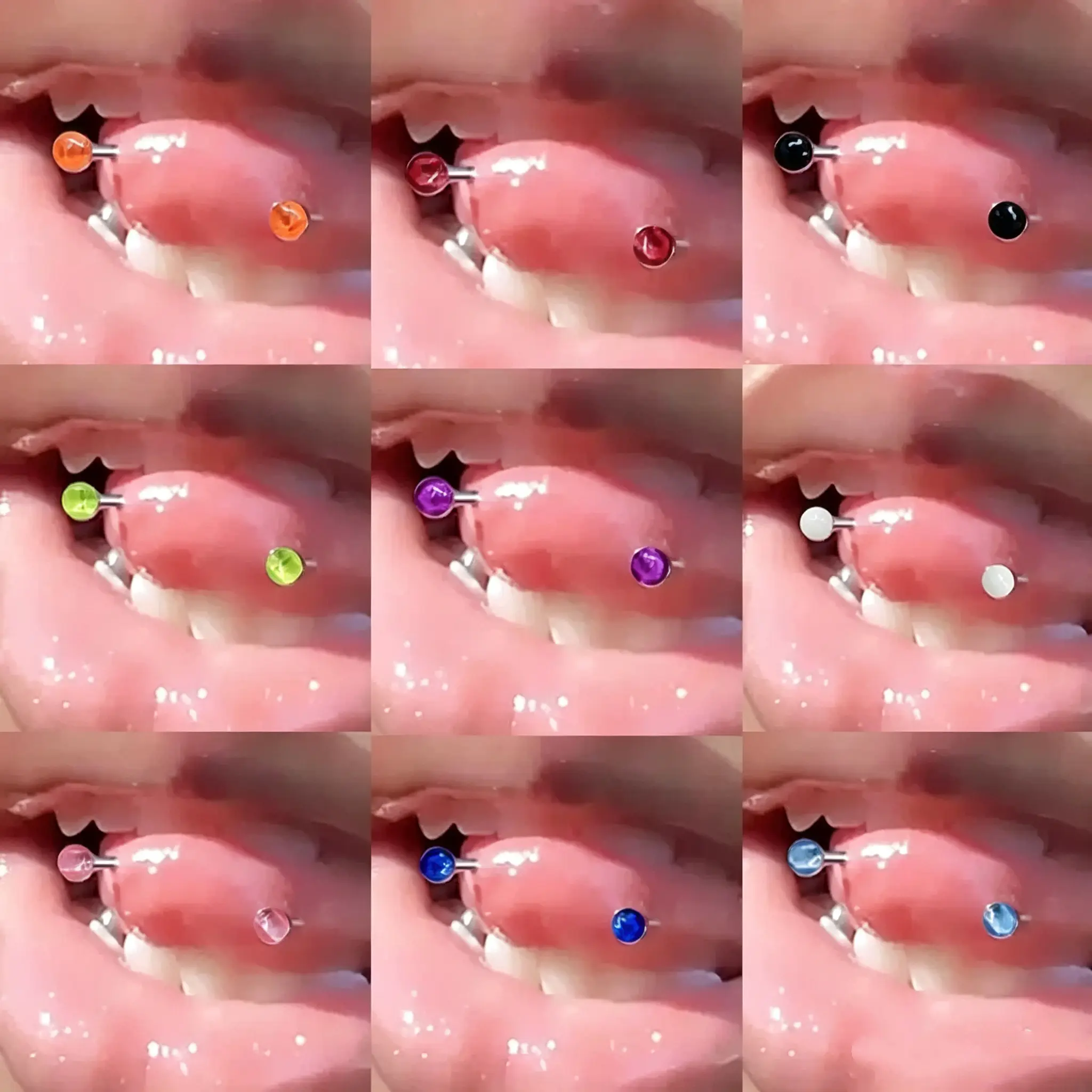 10PCS Snake Eye Tongue Piering Curved Bar Tongue Rings Set